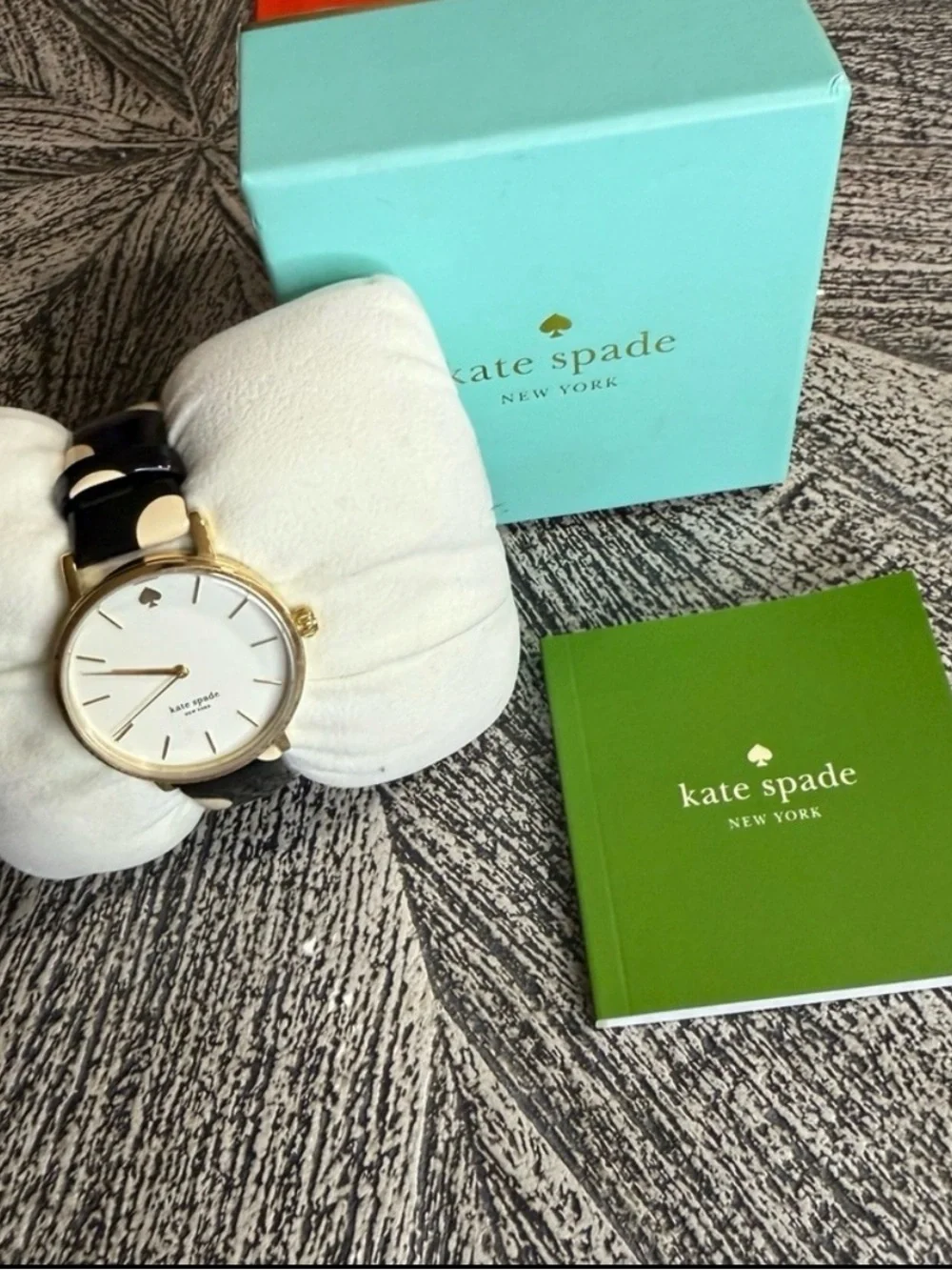 kate spade Gold-Tone Case Watch with Black Strap and White Dial